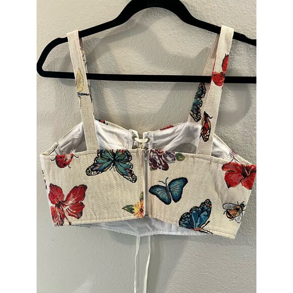 Cider Top Butterfly Lace Up Canvas Material Tank Top Womens Corset Size Small - Picture 3 of 4